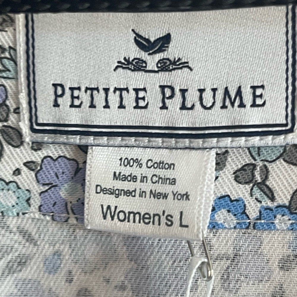 Petite Plume Fleur D'Azur Blue/White Cotton Caftan Nightgown Size L NWT - Picture 7 of 9